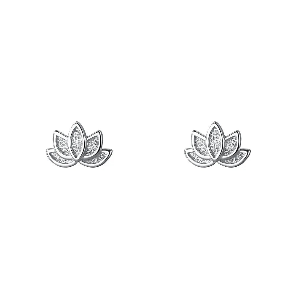 S925 Silber Waldstil Lotus-Ohrringe, Lotus-Ohrringe für Frauen, schlicht, frisch, Nischen-Design, süß und künstlerisch