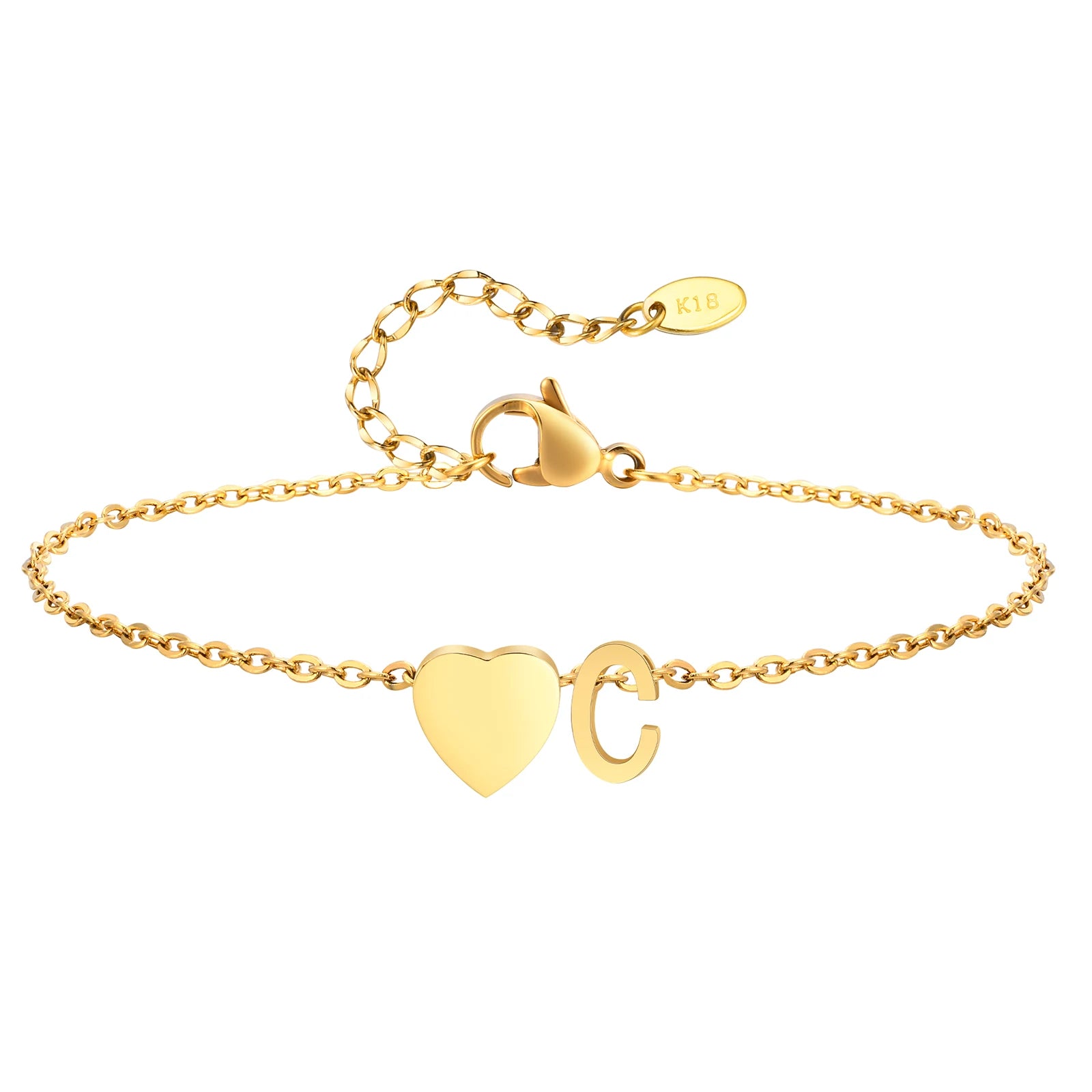 Damen Herz Anfangs-Fußkettchen Armbänder Verstellbarer Strand Schmuck Hypoallergener Edelstahl Personalisierte Namens Fußkette Fußkettchen
