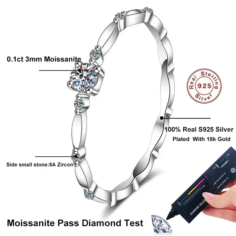NeeTim D Color VVS1 Moissanit Ring für Damen Hochzeit Edler Schmuck mit Zertifikat 925 Sterling Silber Verlobungsringe Geschenke