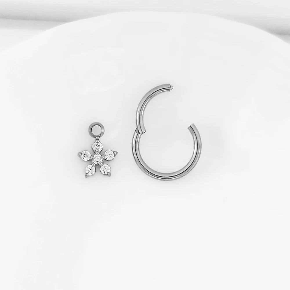 Wassertropfen Anhänger Muschelring ASTM F136 G23 Titan Piercings Mondblumen Scharniersegment Clicker Tropfen Helix Ohrringe