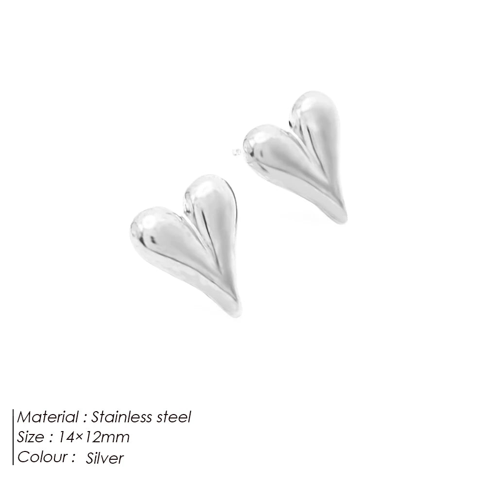 Pendientes de tuerca de acero inoxidable SUNIBI para mujer, color dorado, color plateado, pendientes sencillos, aros gruesos y lisos para esposas, joyería de moda.