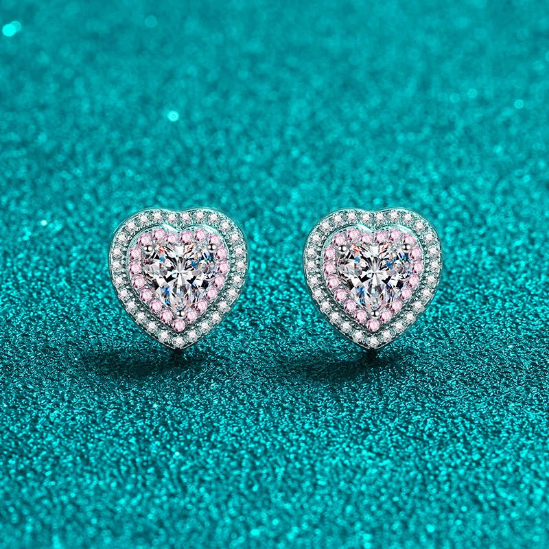 NeeTim 0.5 Karat Moissanit Ohrringe für Damen, herzförmig, Labor-Diamant-Ohrstecker, 925 Sterling Silber, Party, Hochzeit, Edelschmuck