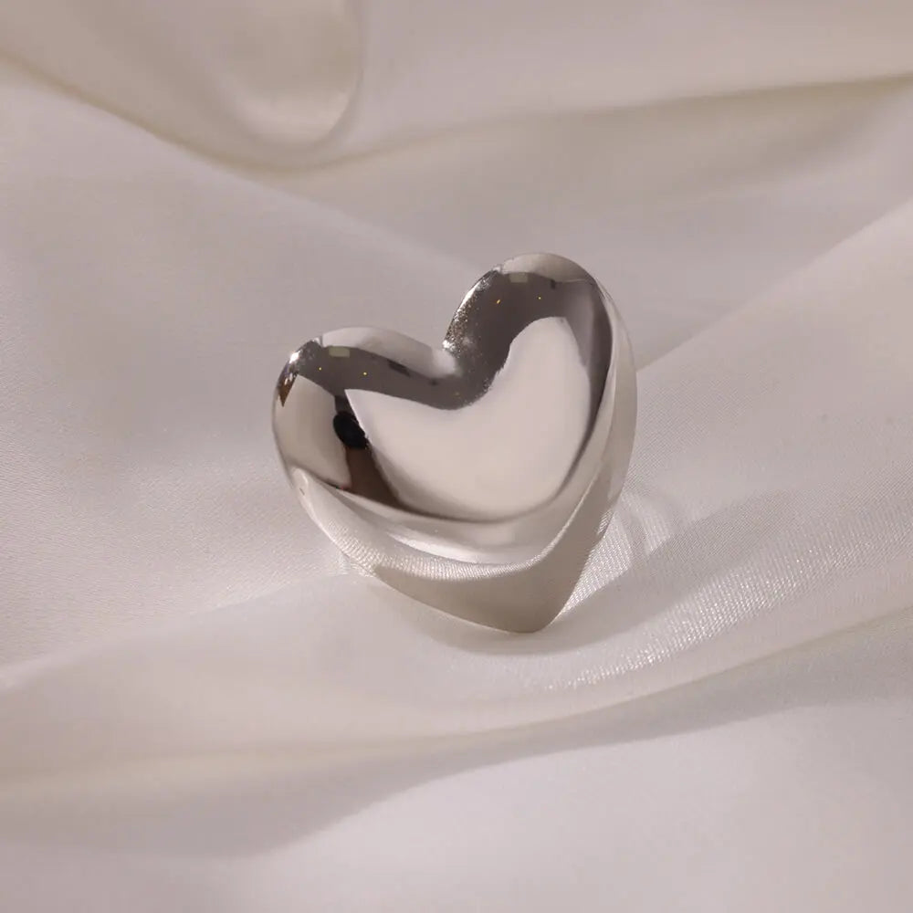 Große Herzringe für Frauen Klassischer Edelstahl Goldfarbener Fingerring Trend Band Paar Hochzeit Schmuck Accessoires anillos