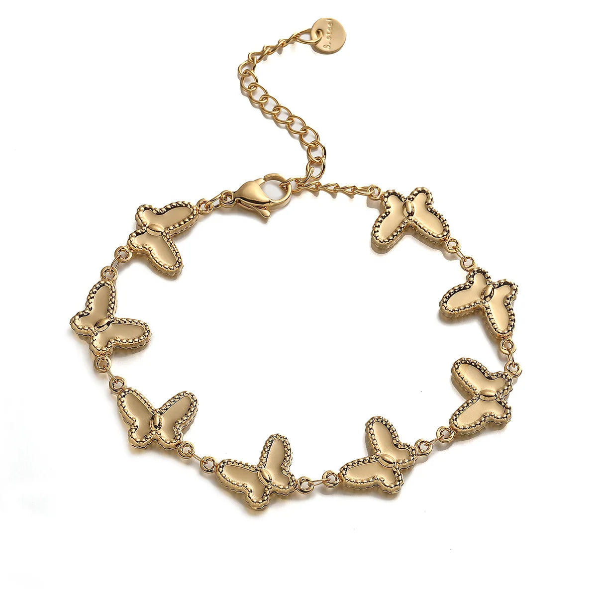 NEWBUY Großhandel, nicht verblassende, goldfarbene 316L Edelstahl Herz Charm Armband für Frauen, lässiger täglicher Schmuck