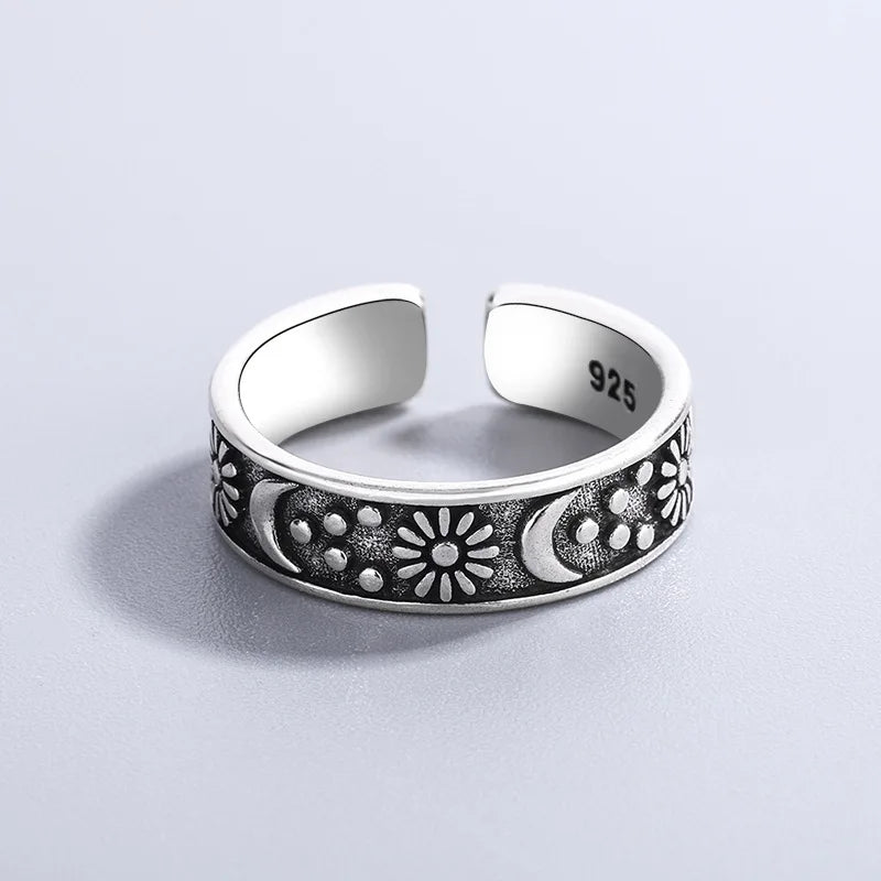 925 Sterling Silber Sonnenmondringe für Frauen Verlobung Luxusschmuck Vintage Accessoires Großhandel
