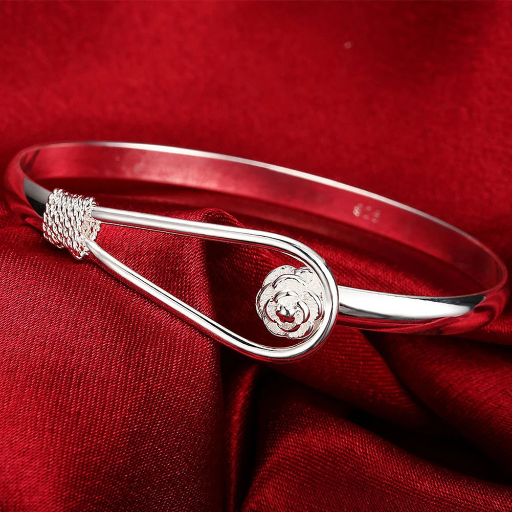 Großhandel Feine 925 Sterlingsilber Armreifen Armband Charms Herz Offen für Frauen Damen Schmuck Anpassung Manschette Hochzeitsgeschenk