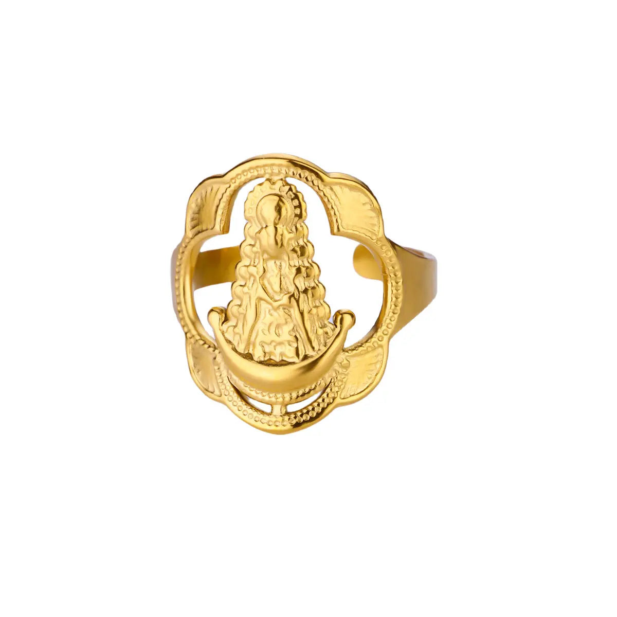 Vintage Jungfrau Maria offener Ring für Damen Edelstahl Gold Farbe Religiöser Ring Jesus Christlicher Schmuck Party Geschenk