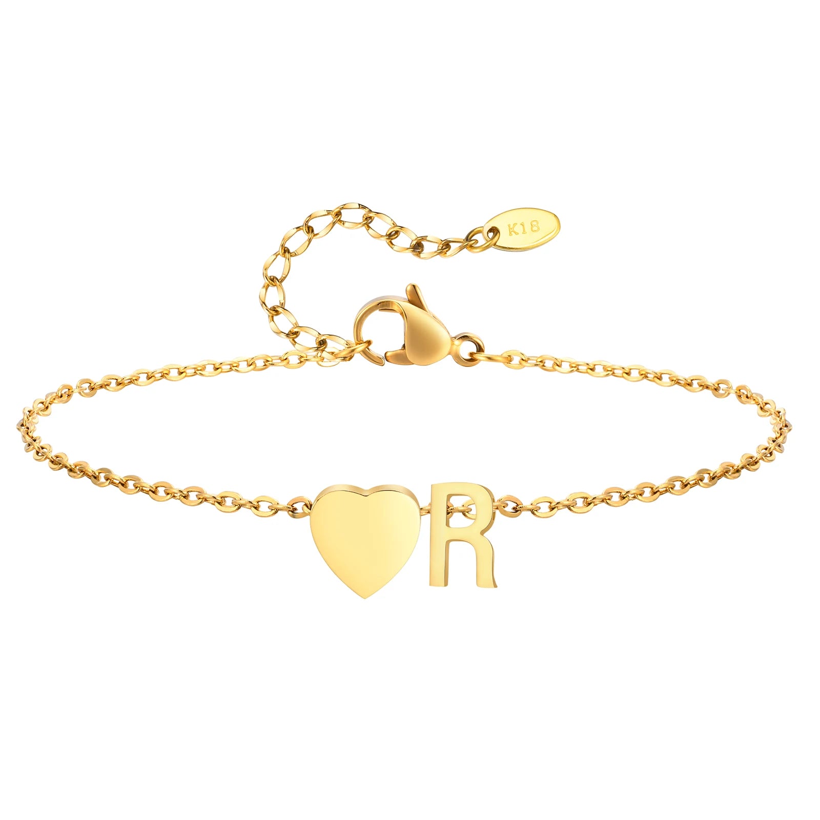 Damen Herz Anfangs-Fußkettchen Armbänder Verstellbarer Strand Schmuck Hypoallergener Edelstahl Personalisierte Namens Fußkette Fußkettchen