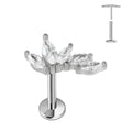Pendiente de flor de titanio ASTM F136 G23, calibre 16G 18G 20G, sin rosca, piercing de hoja para labio, daith, labret, concha