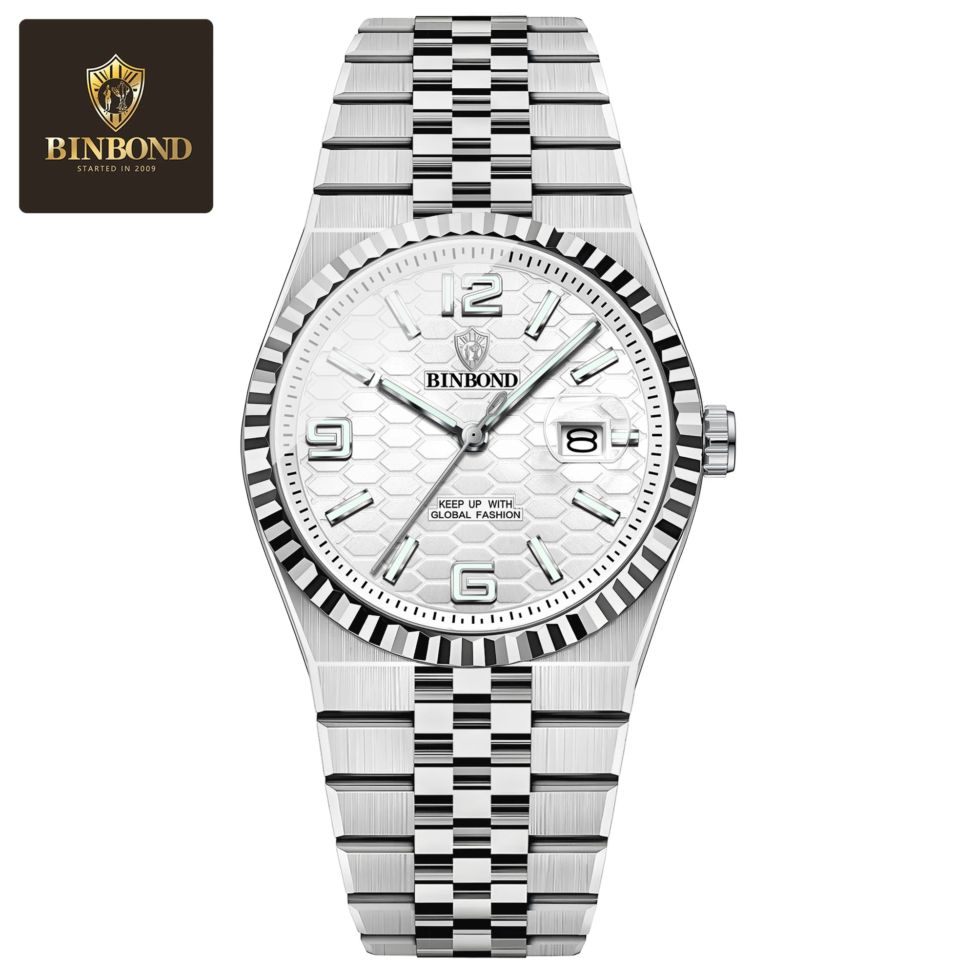 BINBOND Reloj de Hombre Original de Alta Calidad Impermeable Luminoso Fecha Lujo Reloj de Hombre de Acero Inoxidable Relojes de Cuarzo para Hombre Masculino