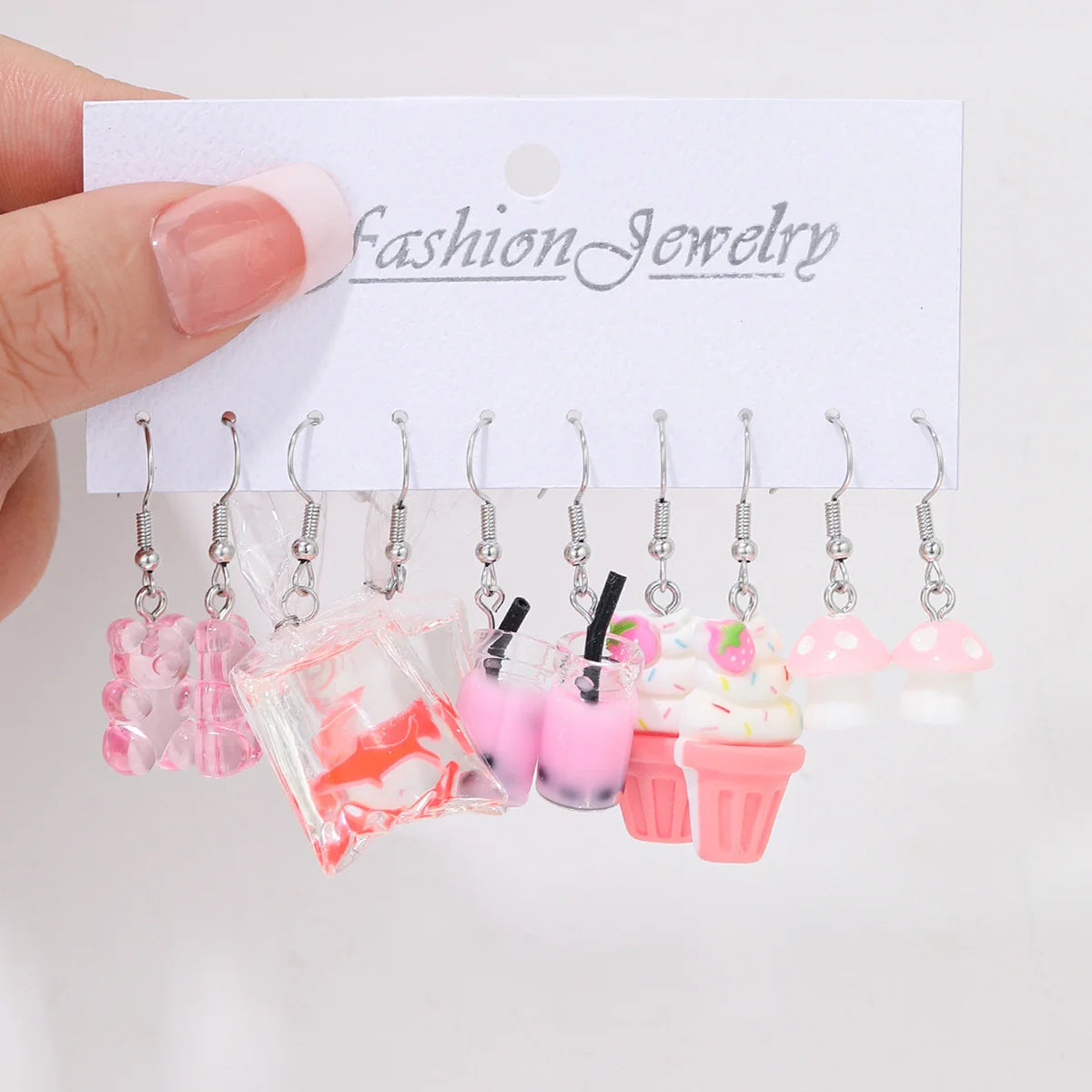 Mode Süße Fruchtgetränk Ohrringe Set für Damen Niedliche Cartoon Lebensmittel Eis Donut Lustige Harz Ohrringe Party Schmuck Geschenk Neu