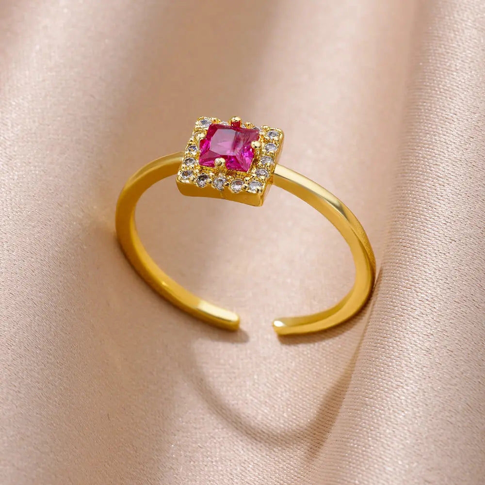 Winzige grüne Zirkon-Rundringe für Frauen, geometrischer Edelstahlring, luxuriöser Hochzeits-Weihnachtsschmuck, Geschenk, kostenloser Versand
