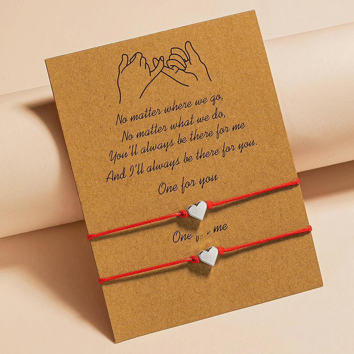 2 PCS Vintage Card Set Simple and Fashionable Popular Copper Love Adjustable Friendship Bracelet Valentine's Day Jewelry