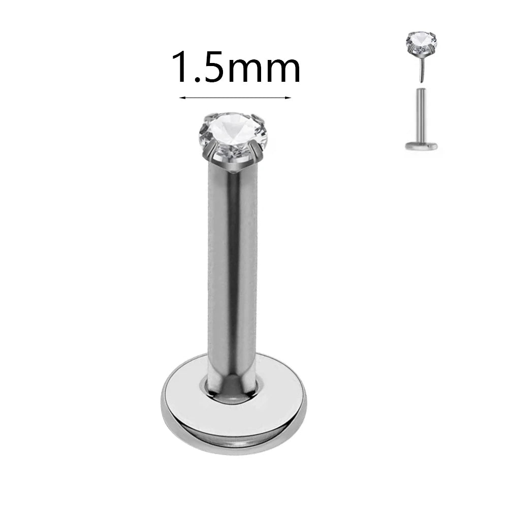 ASTM F136 G23 Titan Kugel Tragus Ohrring Gewindeloses Piercing Herz Zirkonia Stift Daith Conch Push-in Labret Stecker