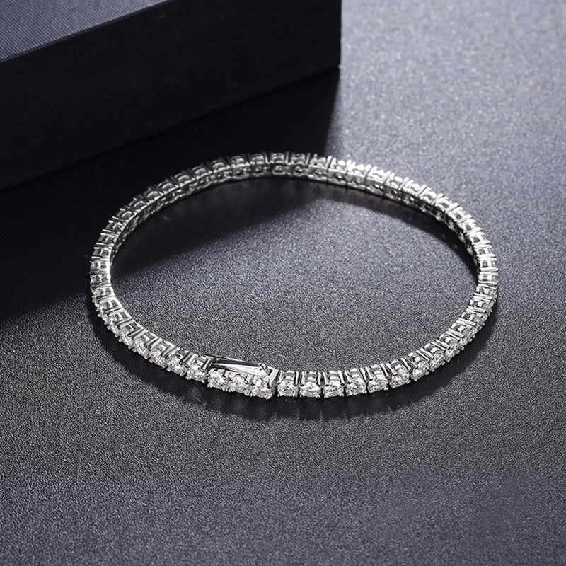 NeeTim 2mm 2.5mm 3mm 4mm Moissanit Tennisarmband 925 Sterling Silber mit Weißgold Plattiert Armbänder für Damen Herren Großhandel