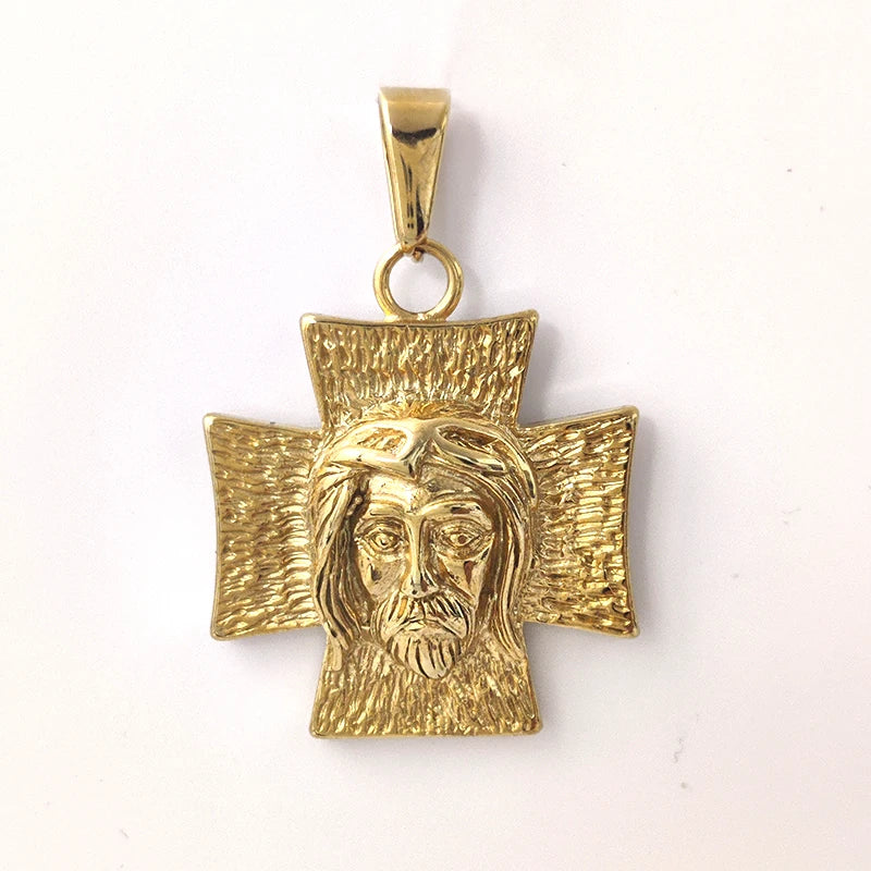 Collar con colgante de cruz y cara de Jesús, chapado en oro de 18 quilates, dije religioso para hombres y mujeres, joyería inspirada en la fe, regalo cristiano