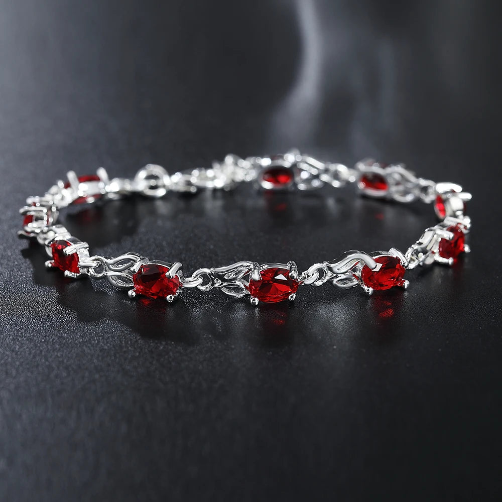 Armbänder aus 925er Sterlingsilber mit Rubin, Saphir und Amethyst, Damen-Hochzeitsschmuck, Großhandel