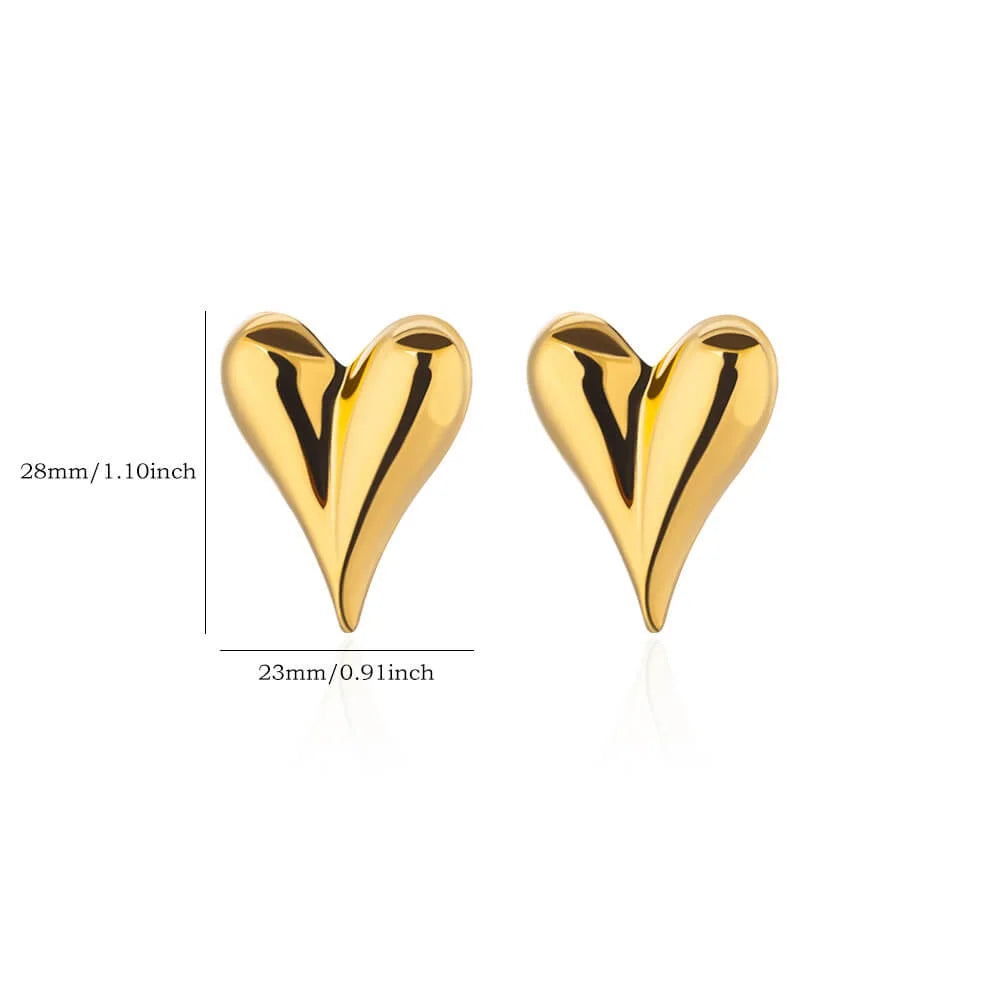 Gotische Herz-Ohrringe für Frauen, Edelstahl, goldene Liebes-Ohrringe, Hochzeitspaar, Piercing-Schmuck, Valentinstagsgeschenk сер