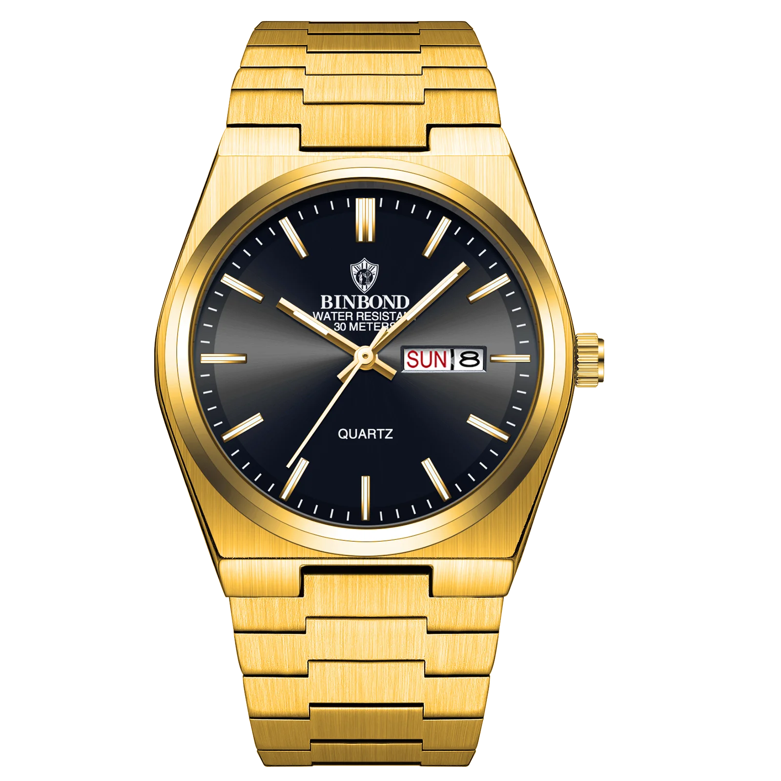 BINBOND Lujoso Reloj de Moda para Hombre, Reloj de Negocios de Alta Gama, Impermeable, Luminoso, con Fecha y Semana, Reloj de Cuarzo de Acero Inoxidable para Hombre