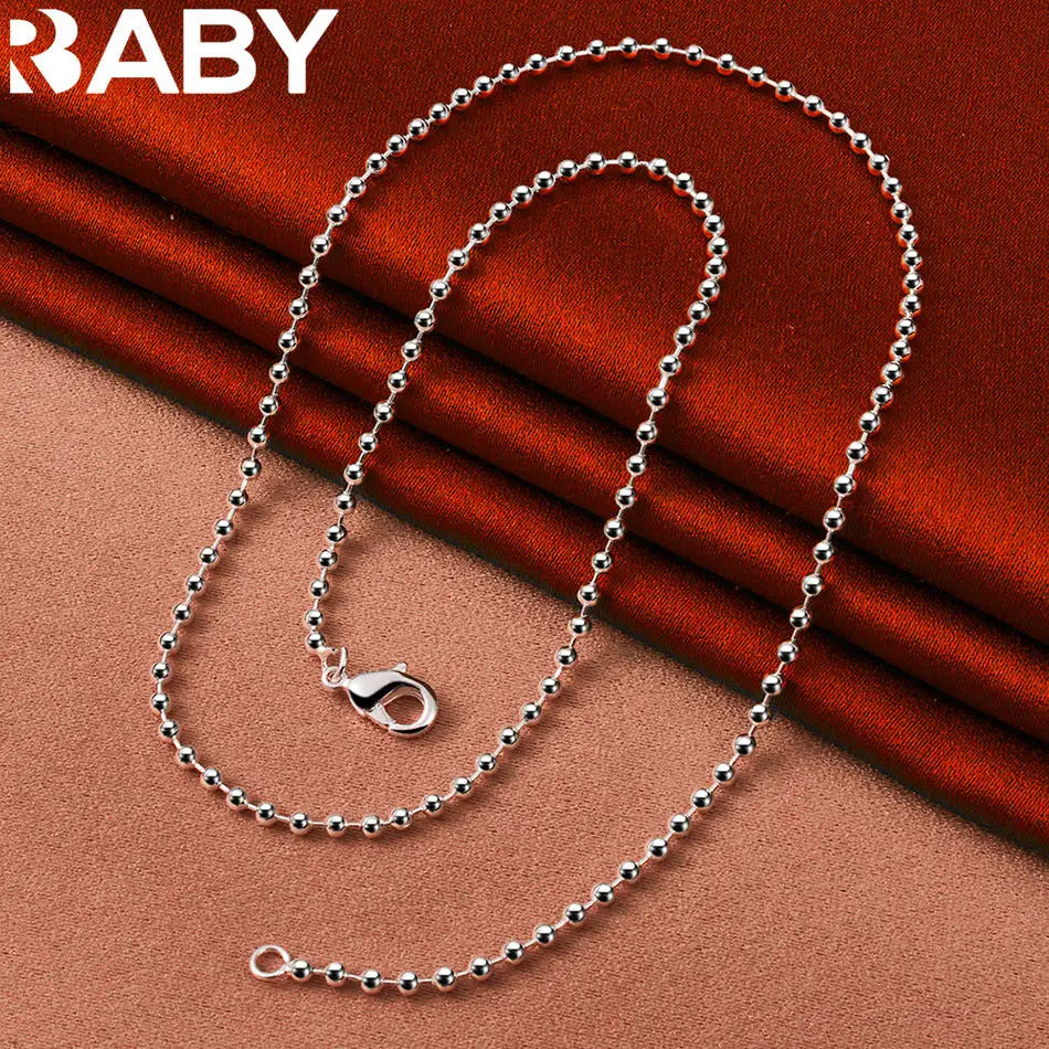 URBABY 925 Sterling Silver 40-75cm 2mm Beads Necklace For Women Anniversary Gift Popular Wild Fashion Romantic Jewelry