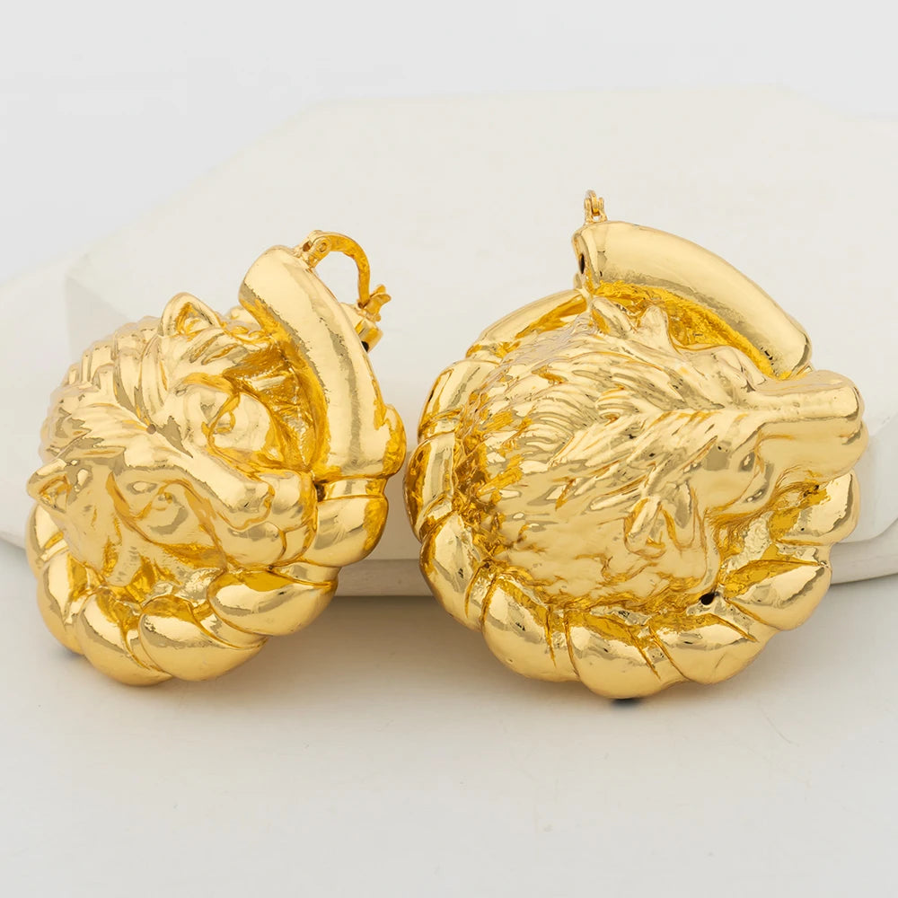 Afrikanische Creolen für Damen, Schmuck, goldfarbene große Ohrhänger für Dubai Hochzeiten, Brautohrringe, Schmuckzubehör