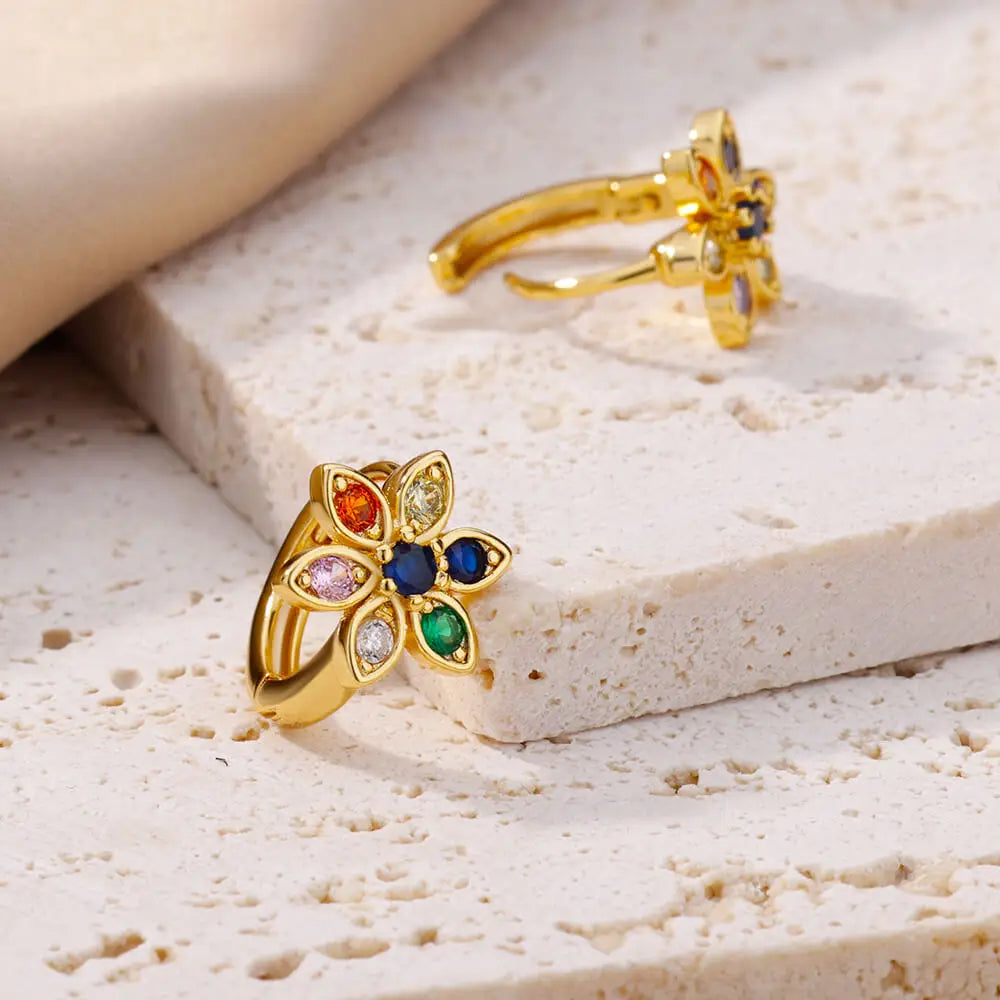 Regenbogen Zirkon Ohrringe für Damen Edelstahl Creolen 2024 Neu Trend Luxus Ästhetik Accessoires Schmuck Aretes Mujer