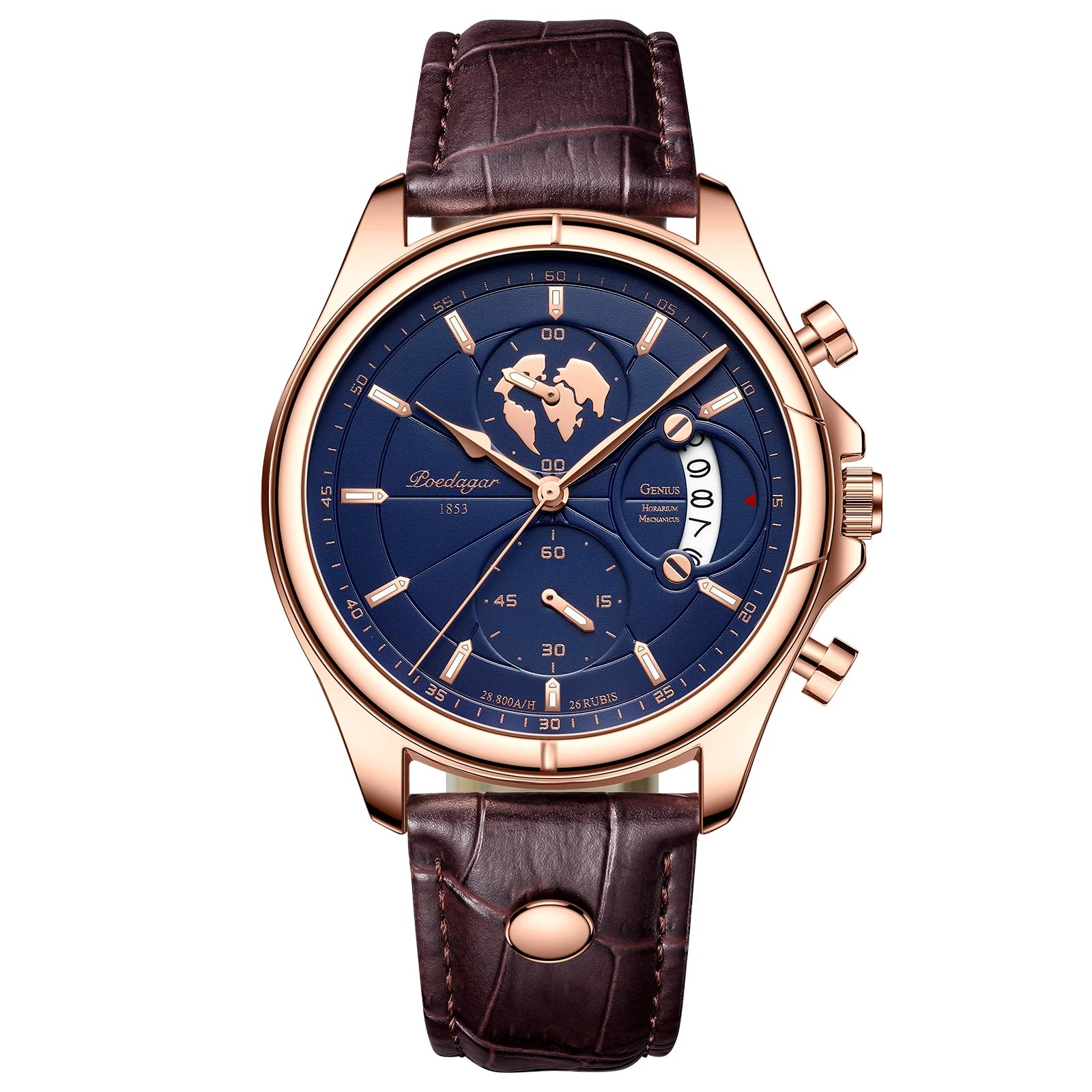 POEDAGAR Lujo Hombre Reloj de Pulsera Cronógrafo Fecha Impermeable Cuero Reloj Hombre Casual Cuarzo Relojes de Hombre Deportes Reloj Masculino