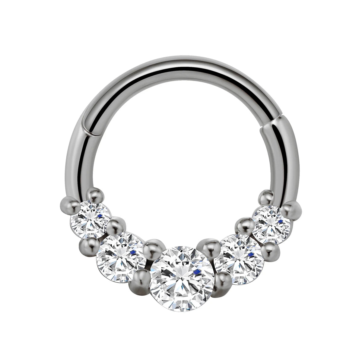 Anillo de nariz con flores, tabique, 100 % acero quirúrgico 316L, circonita, clicker, perforación Daith, cartílago de oreja, aro Helix, flores, gotas de agua