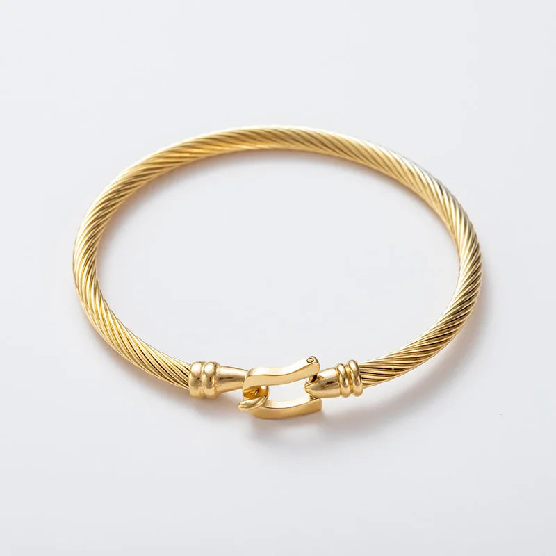 1 Stück Edelstahl Draht Armband Hufeisenförmige Magnetschnalle Trendiger minimalistischer Punk Gold Silber Schwarz Herrenarmband