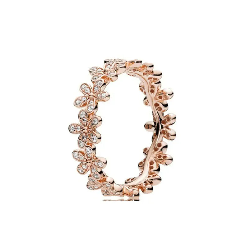 Ring aus Roségold mit Kleeblatt, Herz, Pink, Neu, Bestseller, 925er Silber, geeignet zum Kombinieren, DIY Geburtstagsgeschenk