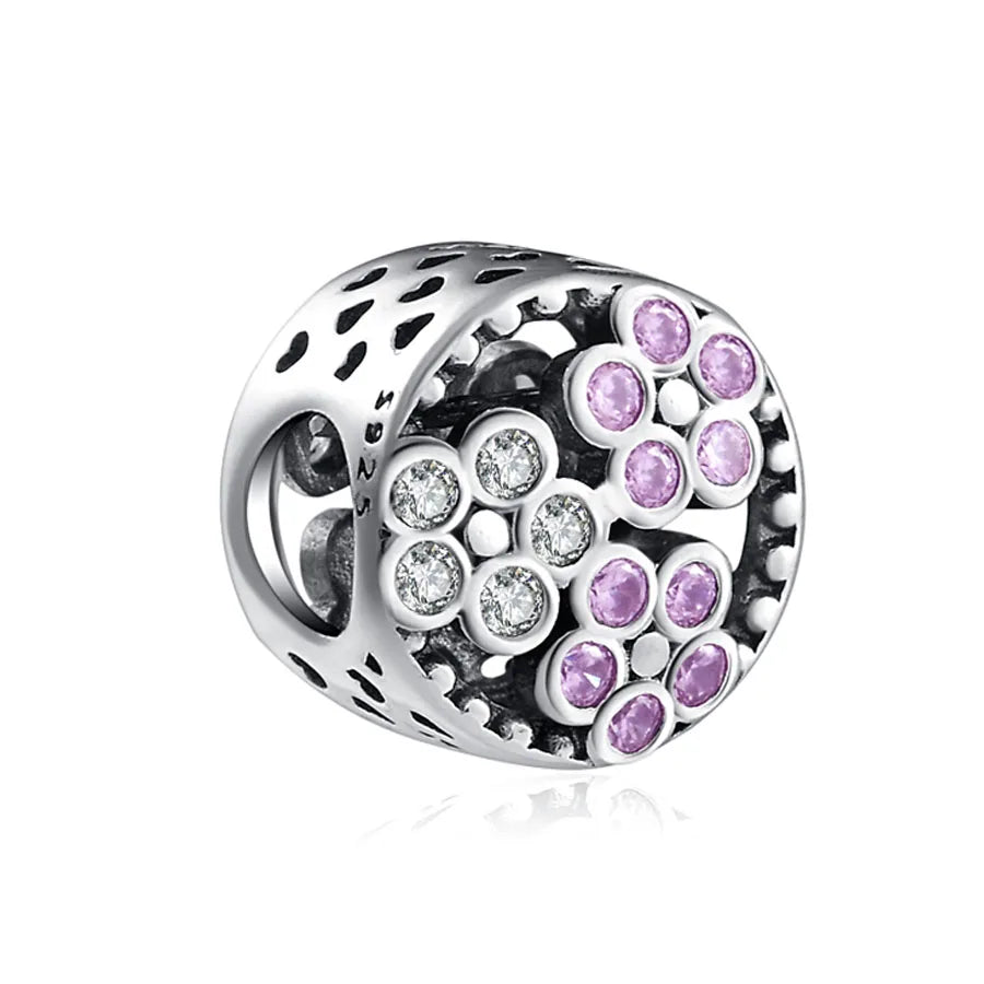 Heiß begehrtes 925er Silber Rosa Serie Blume Hundepfote herzförmiger Anhänger, passend für originale Armband DIY Accessoires, exquisiter Schmuck