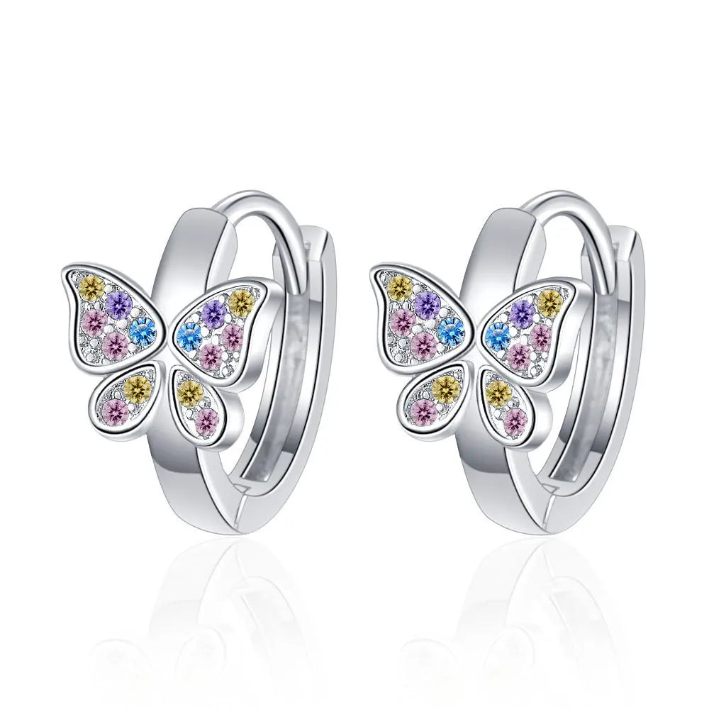 925 Sterling Silber Schmetterling Regenbogen Zirkon Ring Ohrringe Für Frauen Freunde Hochzeit Schmuck Großhandel Verhindern Allergien