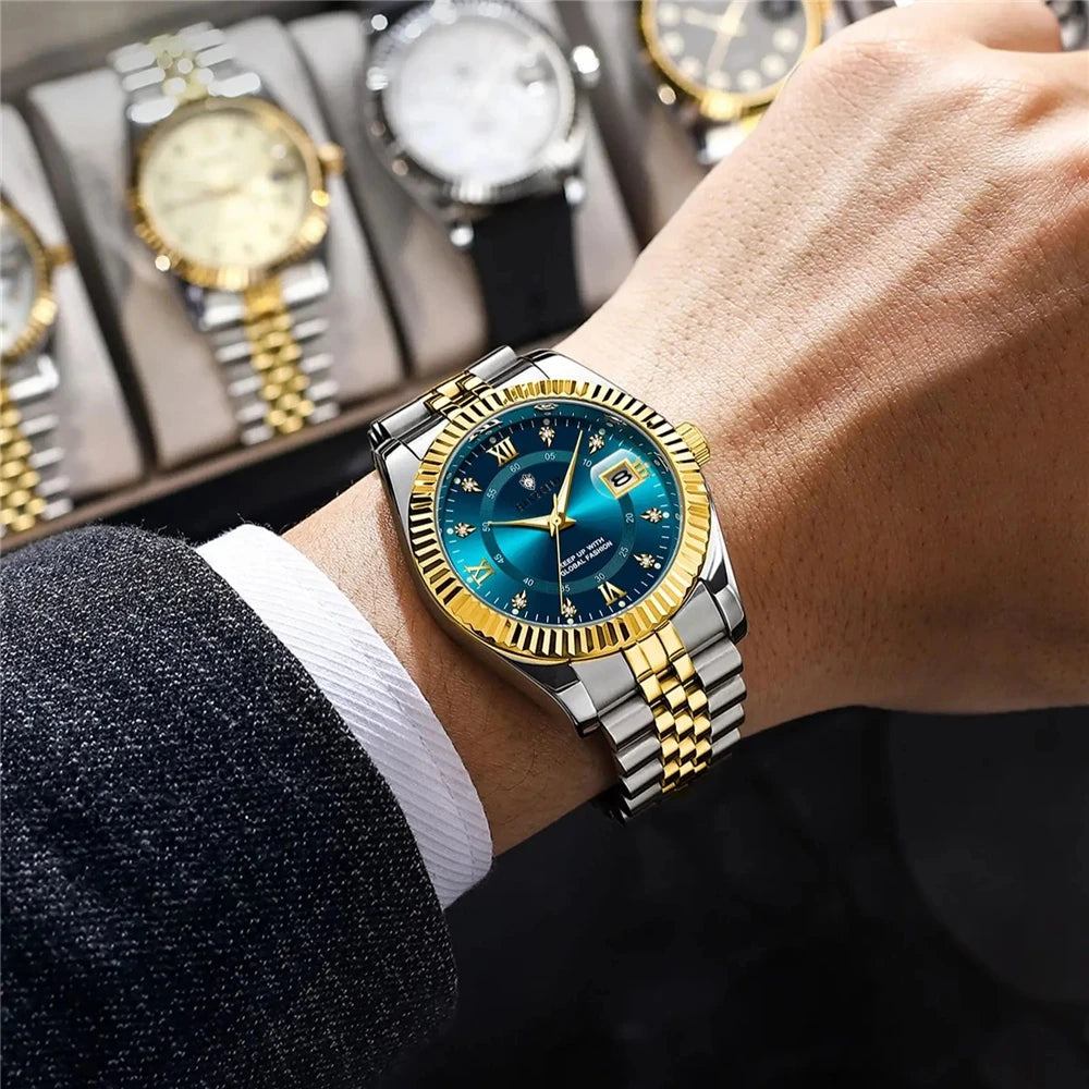 Relojes de Pulsera de Cuarzo de Moda Marca de Lujo Reloj de Diamantes de Alta Calidad Para Hombre Regalos Relojes Automáticos Digitales Para Hombres Reloj de Oro para Hombres
