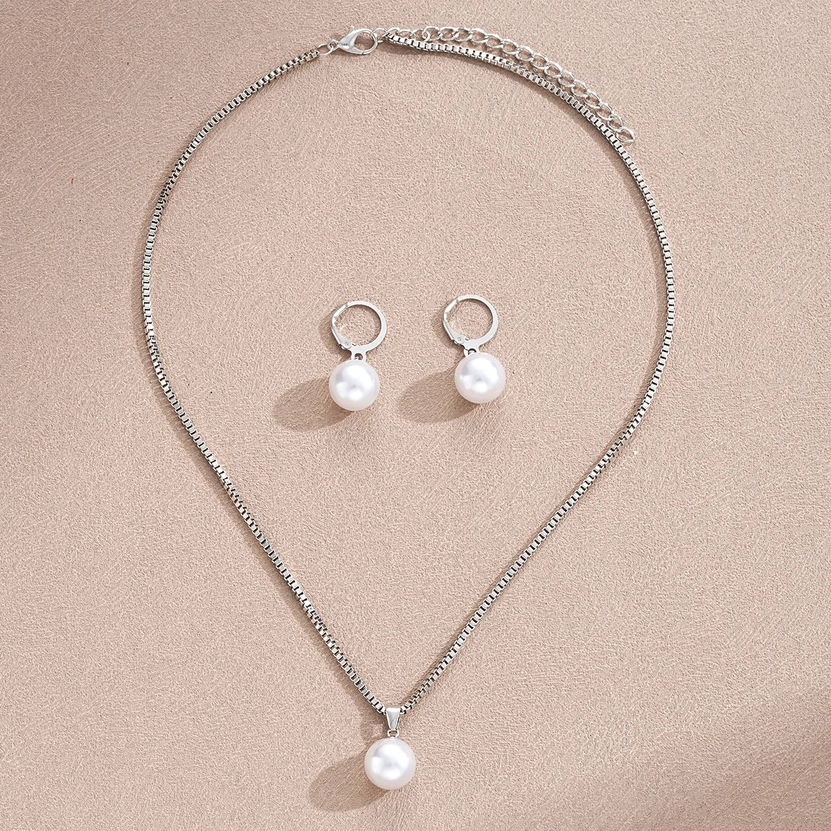 Modische Perlen Schmuck Set für Frauen, Ohrhänger, Anhänger Halskette, schlicht, filigran, Alltagskleidung, Party Accessoires