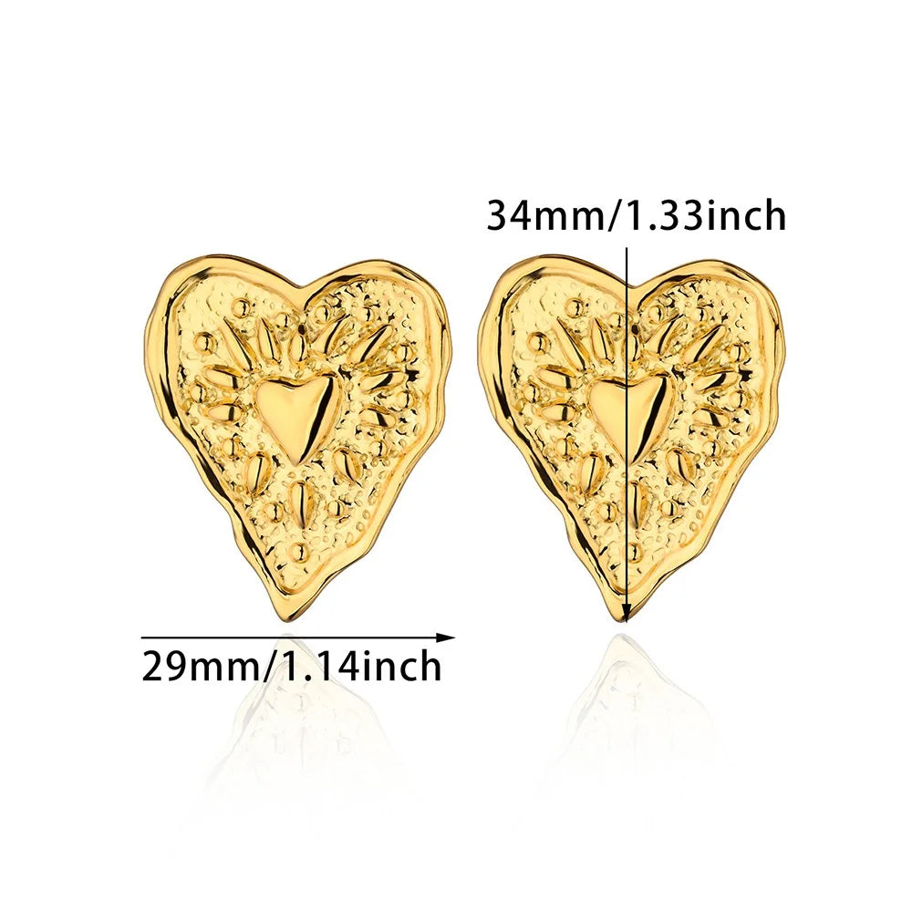 Gotische Herz-Ohrringe für Frauen, Edelstahl, goldene Liebes-Ohrringe, Hochzeitspaar, Piercing-Schmuck, Valentinstagsgeschenk сер