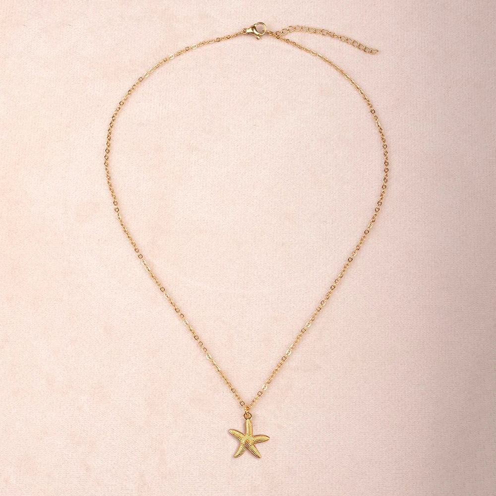 DOTIFI  Beach Wind Shell Starfish Pendant Pendant Stainless Steel Necklace Female Fashion Simple Personalized Necklace Jewelry