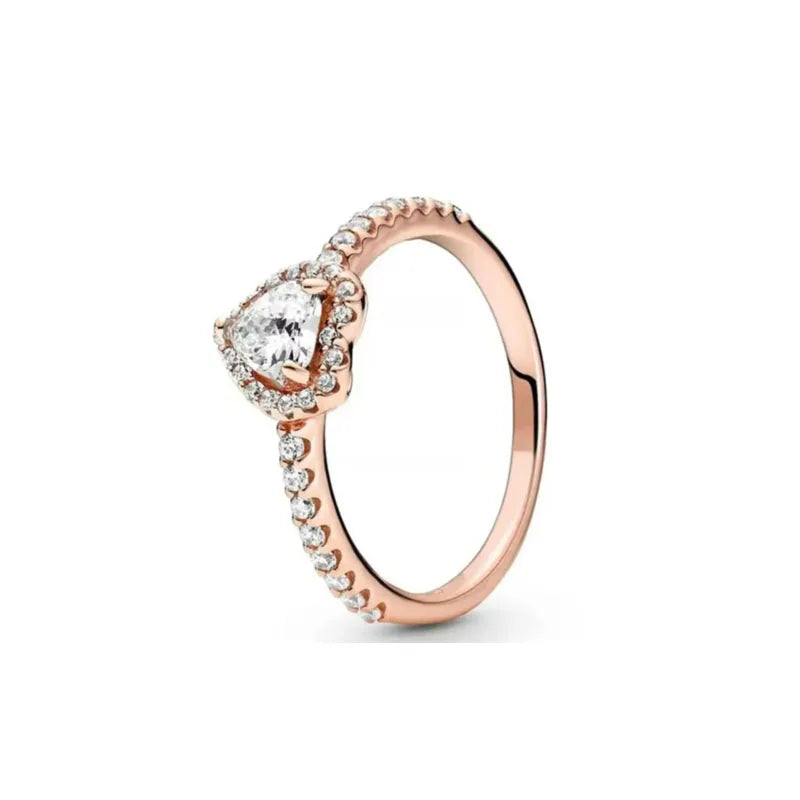 925er Silber Herz-Stein-Ring Neu Heiß Verkaufend Rosa Weiße Ringe Geeignet für jeden Anlass Passendes DIY Geburtstagsgeschenk