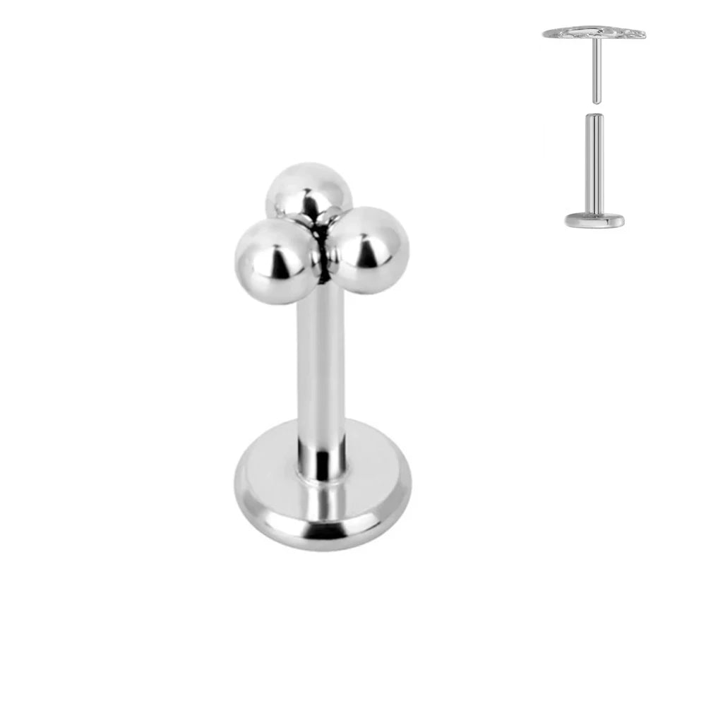 ASTM F136 G23 Titan Blattzweig Push-In Threadless Labret Piercing 16/18/20G Ohrstecker Knorpel Großhandel Körperschmuck