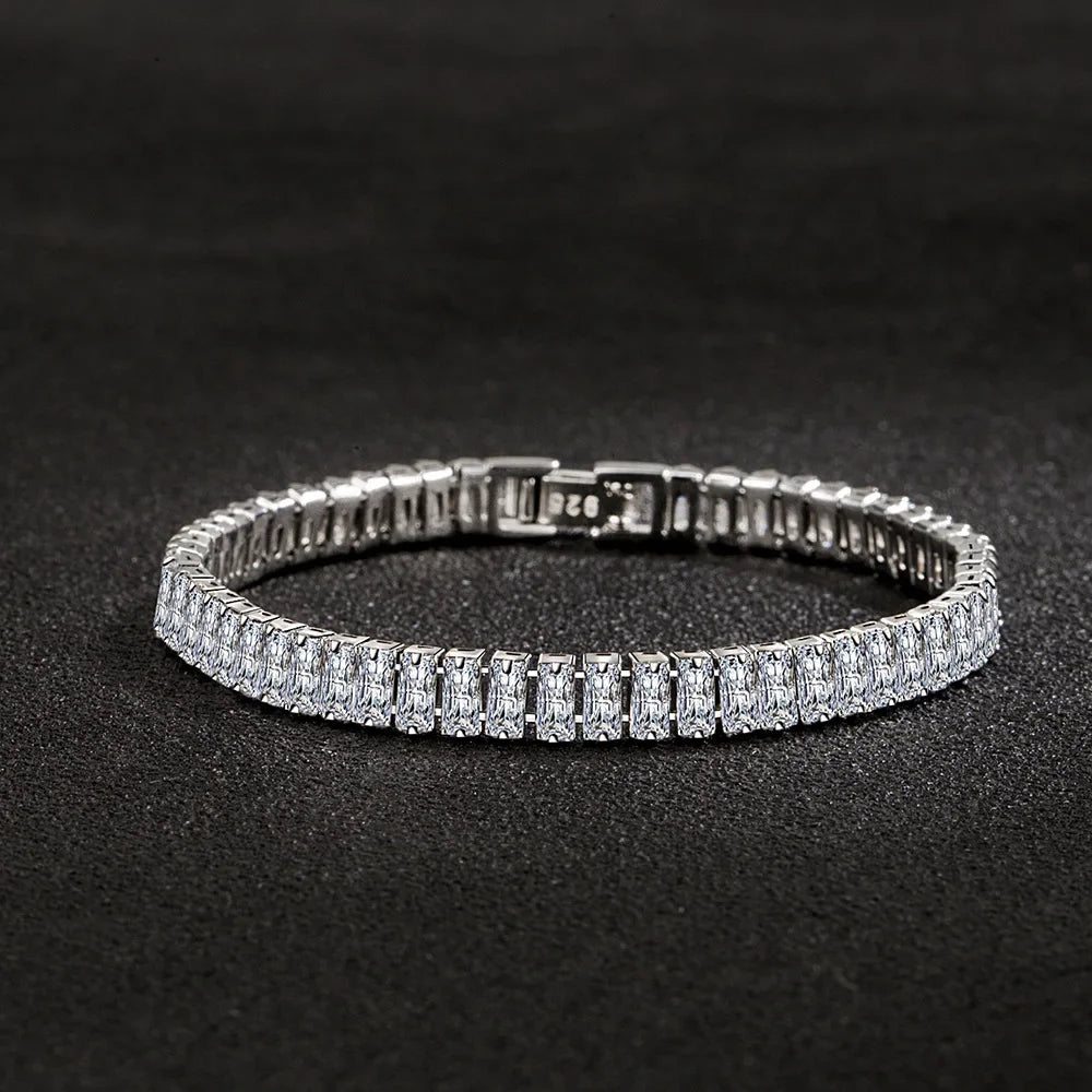 Armband aus 925er Sterlingsilber, elegant, Zirkonia-Kristall, Modeschmuck für Frauen, Verlobung, Hochzeit, Glamour-Schmuck, 18 cm
