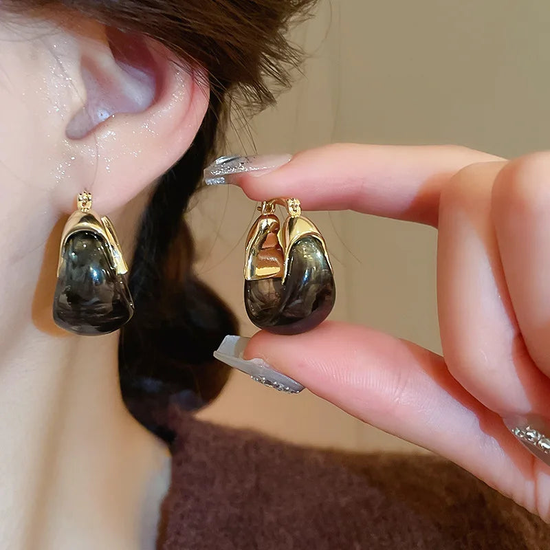 U-förmige Harz-Metall-Ohrringe im europäisch-amerikanischen Stil, personalisierte modische Ohrstecker für Mädchen, Reise-Hochzeitsaccessoires