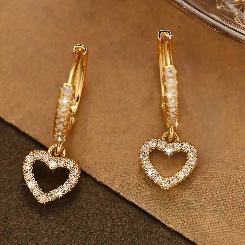 Europa und die Vereinigten Staaten Modetrend Liebe Ohrringe Damen Luxus Glänzend Inlay Zirkonia Hochzeitsschmuck