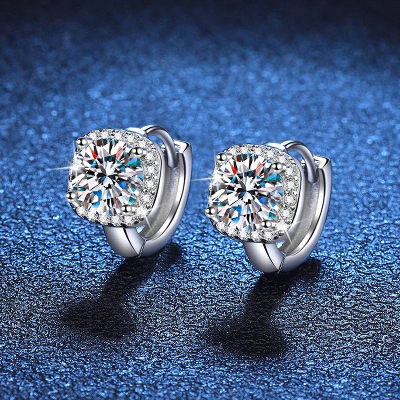 NeeTim 1ct Moissanite Ohrringe für Damen S925 Sterlingsilber mit 18 Karat vergoldeten Creolen Hochzeitsschmuck mit Zertifikat