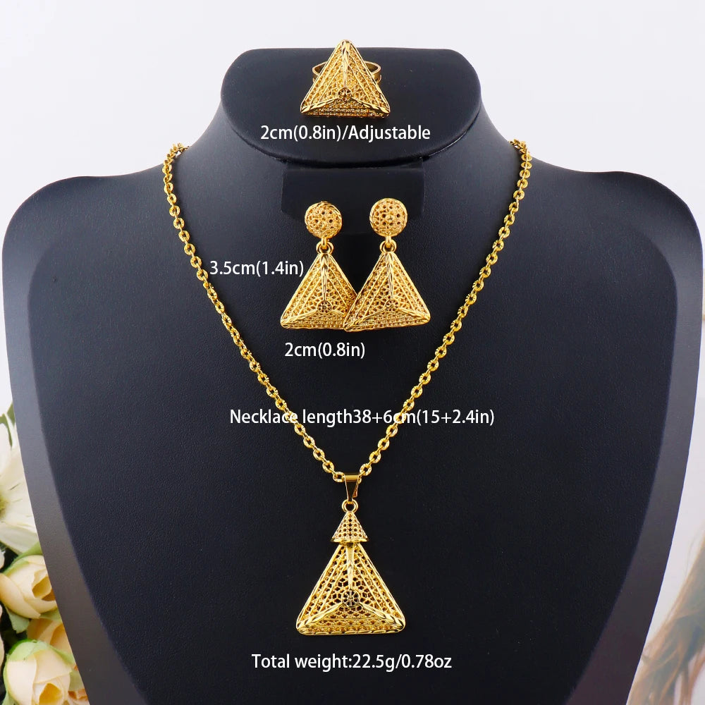 Modeschmuck-Set aus Gold, Edelstahl-Ohrringe und Halsketten für Damen, einfaches Persönlichkeitsgeschenk, Hochzeitsfeier-Accessoires