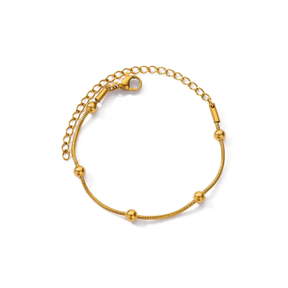 Edelstahl Perlen Runde Schlangenkette Armbänder Für Frauen Gold Farbe Geometrisches Armband Luxus Hochzeit Party Schmuck Geschenk