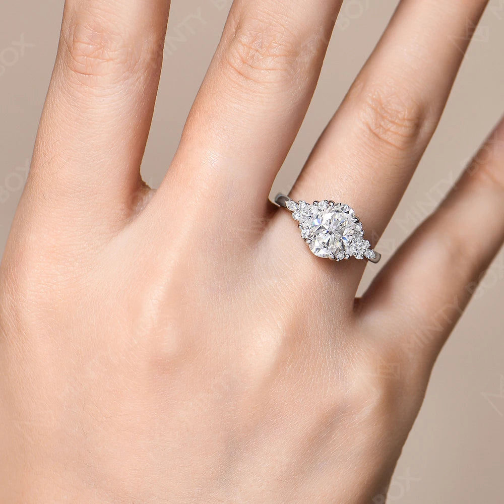 MINTYBOX 3,0 ct im Labor gezüchteter Diamant Verlobungsring S925 Sterling Silber Oval Moissanit Ringe für Damen 18K vergoldeter Schmuck