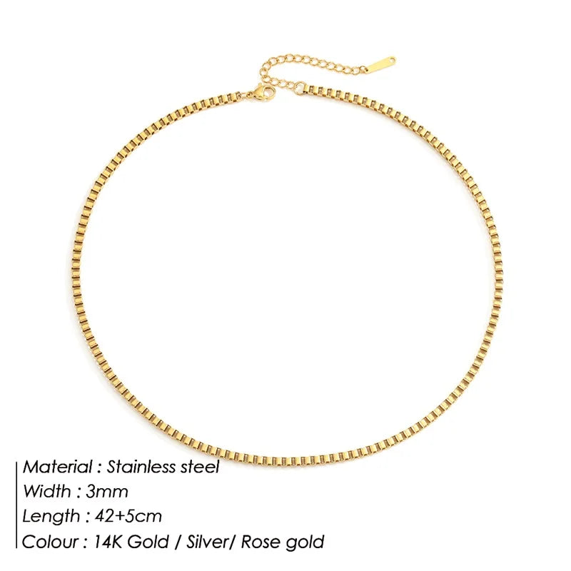 SUNIBI Stainless Steel Necklaces for Women Gold Color Basic Punk Link Chain Necklace Solid Metal Jewelry Wholesale/dropshipping