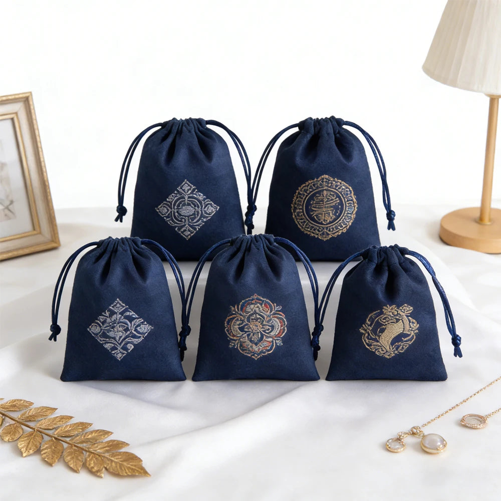 50/100Pcs Personalizd Jewelry Drawstring Flannel Bag Ring Earrings Bracelet Perfume Keychain Cosmetic Packaging Velvet Pouches