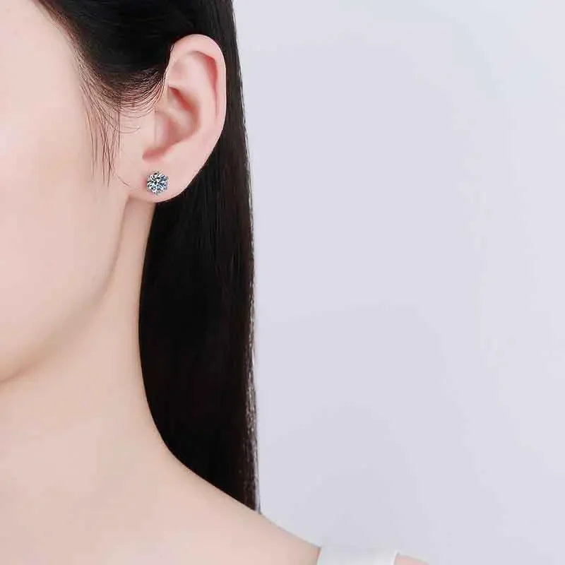 NeeTim 8mm 2 Karat Moissanit Ohrstecker für Damen mit Schraubverschluss 925 Sterling Silber Edelschmuck Besteht Diamanttest