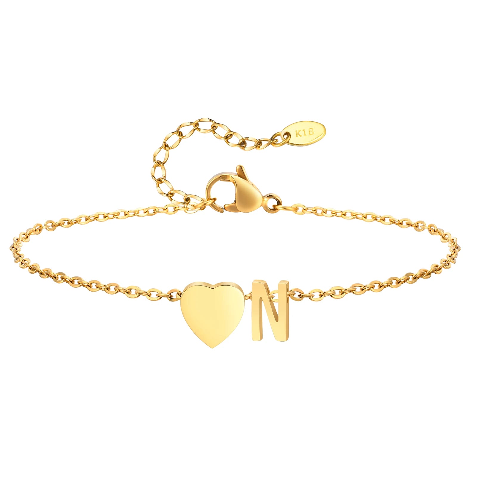 Damen Herz Anfangs-Fußkettchen Armbänder Verstellbarer Strand Schmuck Hypoallergener Edelstahl Personalisierte Namens Fußkette Fußkettchen
