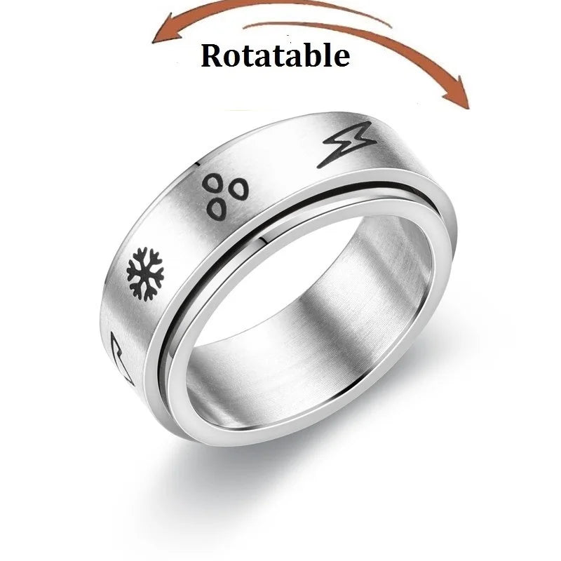 Anti Stress Anxiety Fidget Spinner Couple Rings For Lovers Rotating Stainless Steel Wedding Band Knuckle Rings Jewelry Anillo